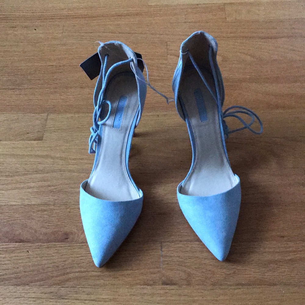 Suede Periwinkle Blue Pointed Toe High Heels
